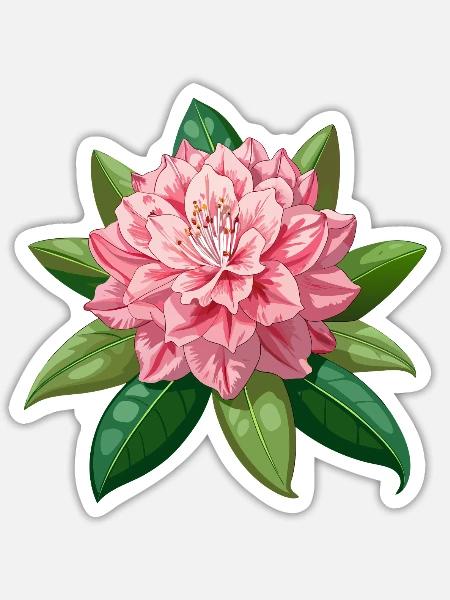Rhododendronblüte - Sticker Größe S (10 x 10 cm) - Mattweiß