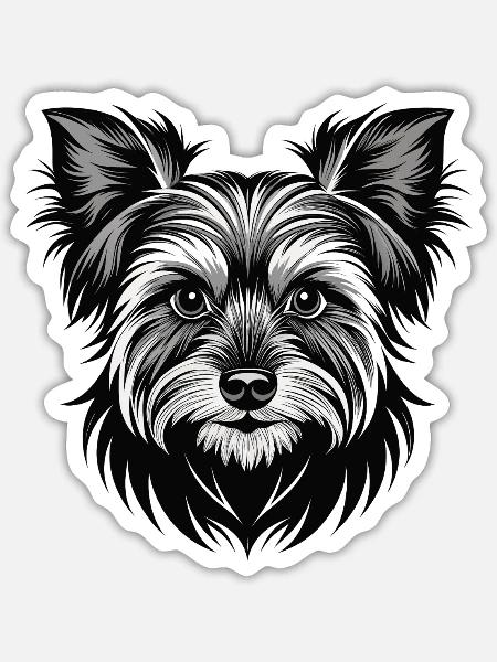 Yorkshire Terrier Hundekopf - Sticker Größe S (10 x 10 cm) - Mattweiß