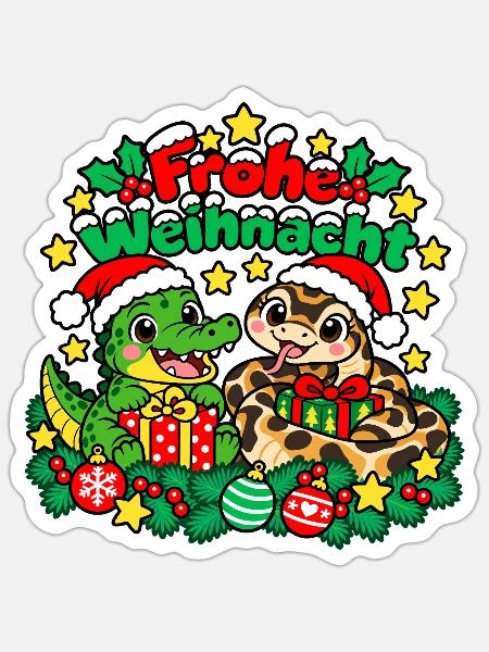 Krokodil Schlange - Sticker Größe S (10 x 10 cm) - Mattweiß