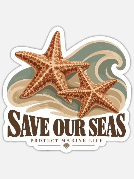 Save Our Seas Marine Life - Sticker Größe S (10 x 10 cm) - Mattweiß