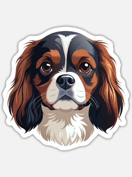 King Charles Spaniel Hundekopf - Sticker Größe S (10 x 10 cm) - Mattweiß