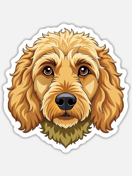 Goldendoodle-Hundekopf - Sticker Größe S (10 x 10 cm) - Mattweiß