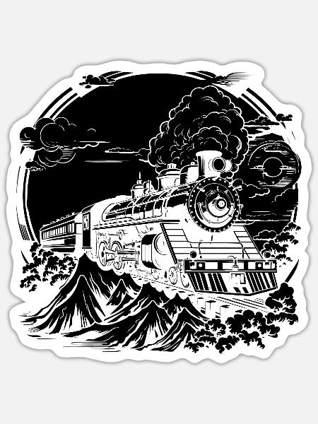 Eisenbahn Zeichnung - Sticker Größe S (10 x 10 cm) - Mattweiß