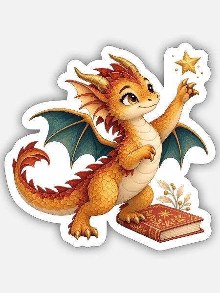 Sanfter Sternendrache - Sticker Größe S (10 x 10 cm) - Mattweiß
