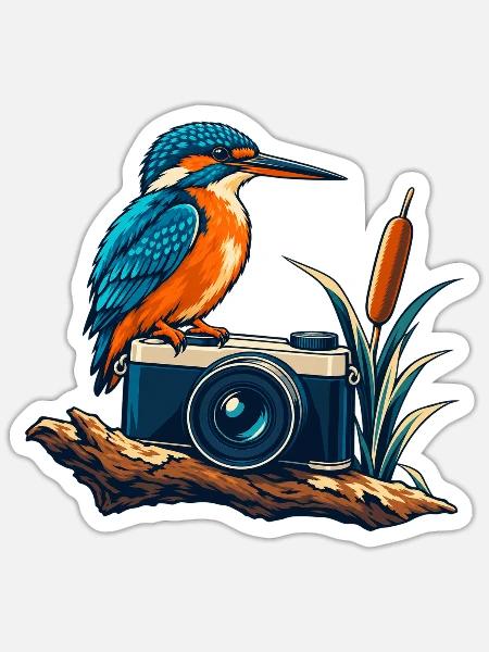 Eisväger vor der Kamera - Sticker Größe S (10 x 10 cm) - Mattweiß
