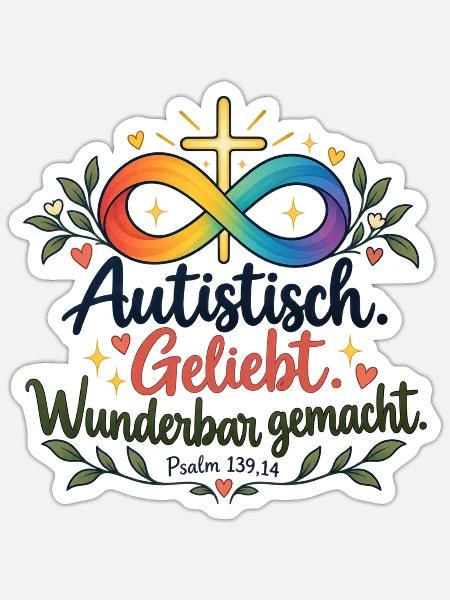 Autistisch Geliebt Infinity Kreuz - Sticker Größe S (10 x 10 cm) - Mattweiß