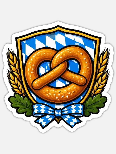 Bavarian Pretzel Crest Emblem - Sticker Größe S (10 x 10 cm) - Mattweiß