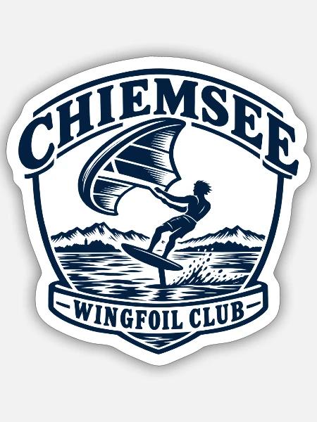 Wingfoil Club Logo Wasserabenteuer - Sticker Größe S (10 x 10 cm) - Mattweiß