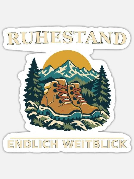 Ruhestand Bergpfad Blick - Sticker Größe S (10 x 10 cm) - Mattweiß