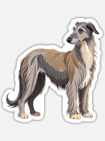 Irischer Wolfshund stehend - Sticker Größe S (10 x 10 cm) - Mattweiß