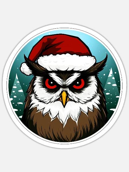 Weihnachten Eulen - Sticker Größe S (10 x 10 cm) - Mattweiß