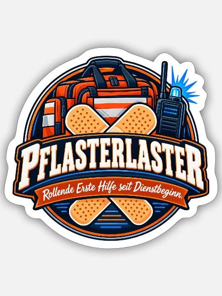 Pflasterlaster Erste Hilfe Badge - Sticker Größe S (10 x 10 cm) - Mattweiß