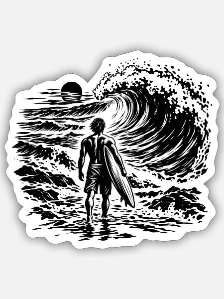 Surfer Boy - Sticker Größe S (10 x 10 cm) - Mattweiß