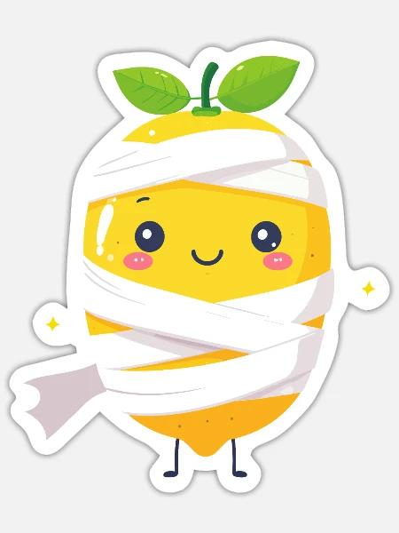 Süße Mumien-Zitrone - Sticker Größe S (10 x 10 cm) - Mattweiß