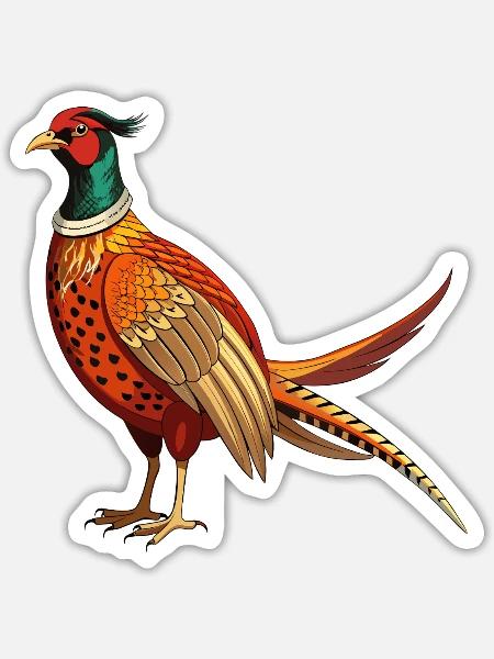 Stehender Fasan - Sticker Größe S (10 x 10 cm) - Mattweiß