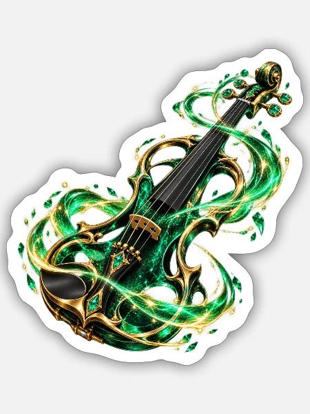 Smaragdgrüne Arkane Violine - Sticker Größe S (10 x 10 cm) - Mattweiß