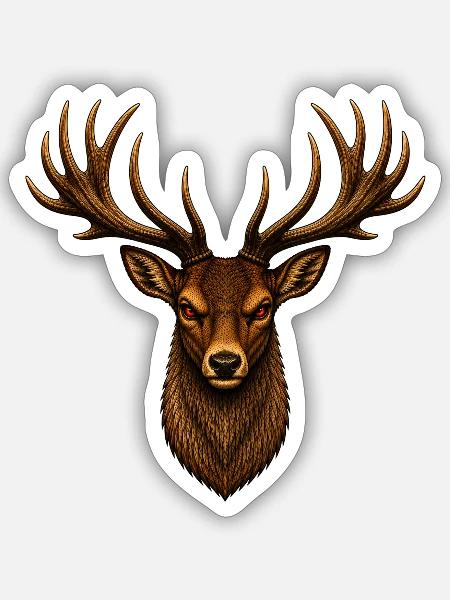 Rothirsch - Sticker Größe S (10 x 10 cm) - Mattweiß