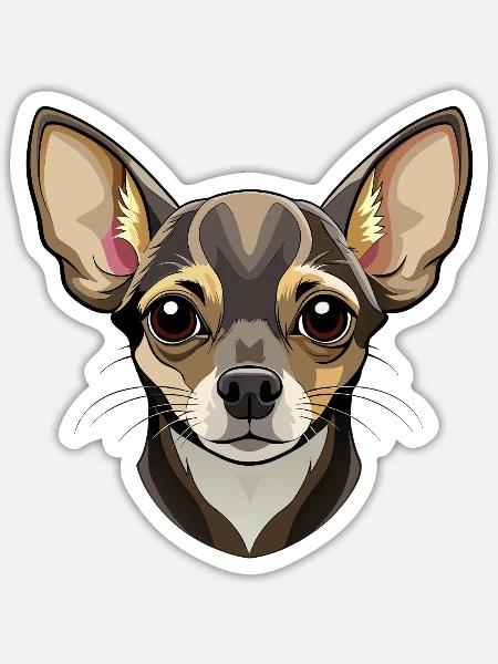 Chihuahua-Hundekopf - Sticker Größe S (10 x 10 cm) - Mattweiß