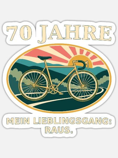 70 Jahre Lieblingsgang: Fahrrad-Retro - Sticker Größe S (10 x 10 cm) - Mattweiß