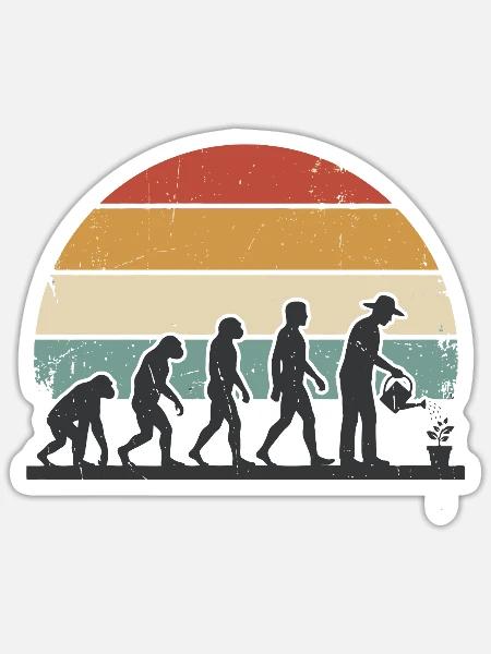 Evolution Gardening Gardening Gardening Gardening - Sticker Größe S (10 x 10 cm) - Mattweiß