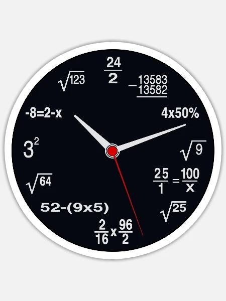 Mathe-Nerd – Die etwas andere Uhr - Sticker Größe S (10 x 10 cm) - Mattweiß