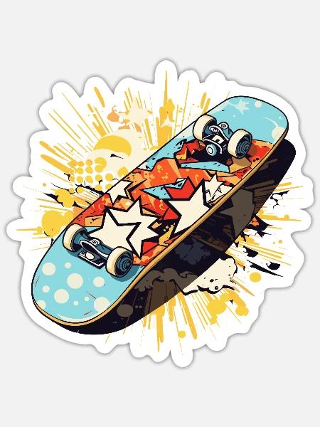 Skateboard Graffiti - Sticker Größe S (10 x 10 cm) - Mattweiß