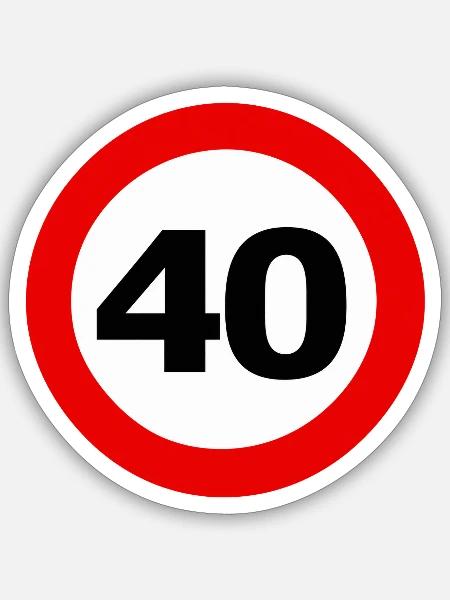 Verkehrsschild_40_auf_transparentem_Hintergrund - Sticker Größe S (10 x 10 cm) - Mattweiß