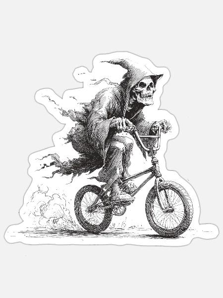 SKull biker - Sticker Größe S (10 x 10 cm) - Mattweiß