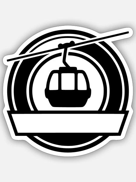 Seilbahn Ski Wappen Logo - Sticker Größe S (10 x 10 cm) - Mattweiß