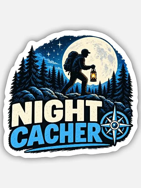 Night Cacher - Sticker Größe S (10 x 10 cm) - Mattweiß