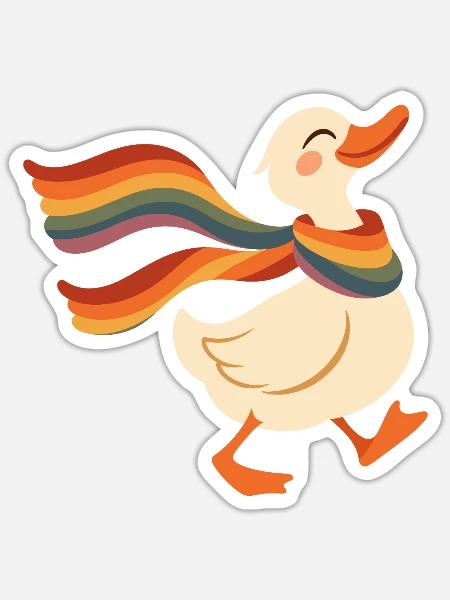 Rainbow Duck Pride - Sticker Größe S (10 x 10 cm) - Mattweiß
