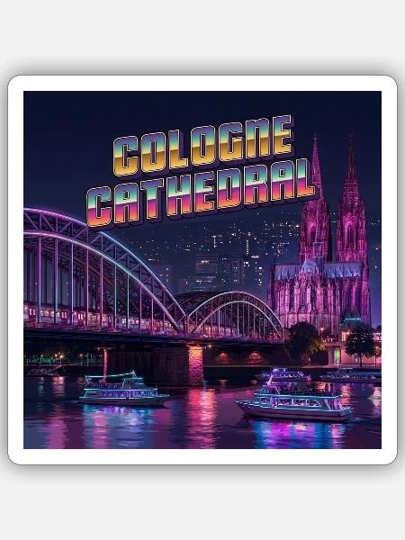 Kölner Dom - Sticker Größe S (10 x 10 cm) - Mattweiß