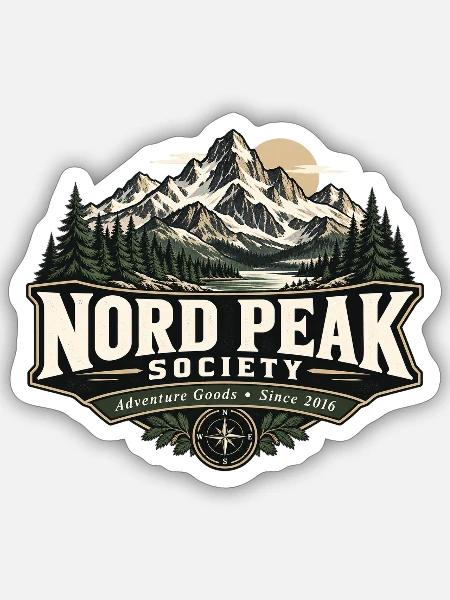 Nord Peak Gesellschaft Logo - Sticker Größe S (10 x 10 cm) - Mattweiß