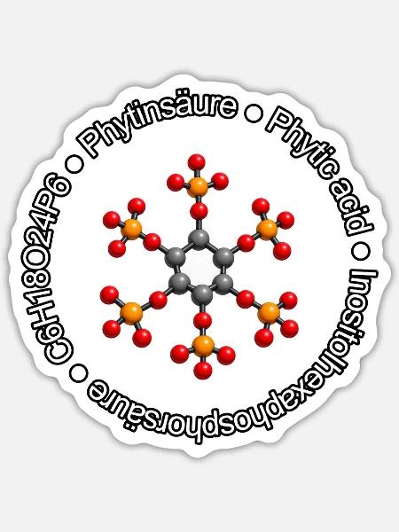 Phytinsäure Molekül - Sticker Größe S (10 x 10 cm) - Mattweiß