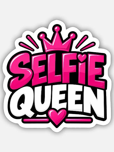 Selfie Queen – Mädchen & Frauen Statement - Sticker Größe S (10 x 10 cm) - Mattweiß