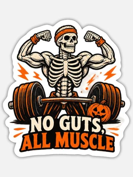 No Guts All Muscle - Sticker Größe S (10 x 10 cm) - Mattweiß