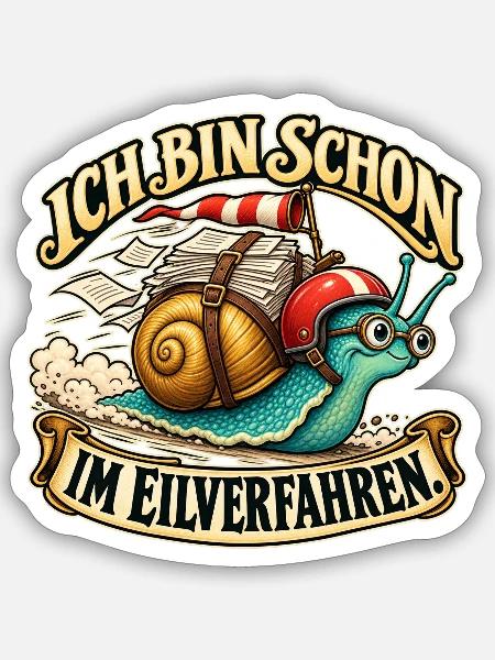 Eilschnecke - Sticker Größe S (10 x 10 cm) - Mattweiß