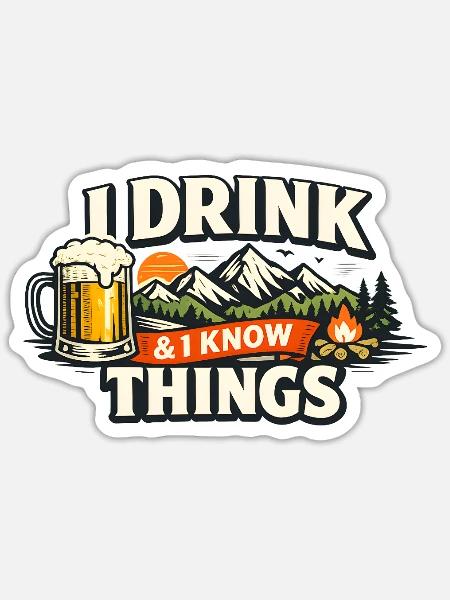 Bierberge Lagerfeuer Grafik - Sticker Größe S (10 x 10 cm) - Mattweiß
