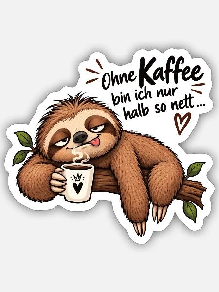 Ohne Kaffee bin ich nur halb so nett - Sticker Größe S (10 x 10 cm) - Mattweiß