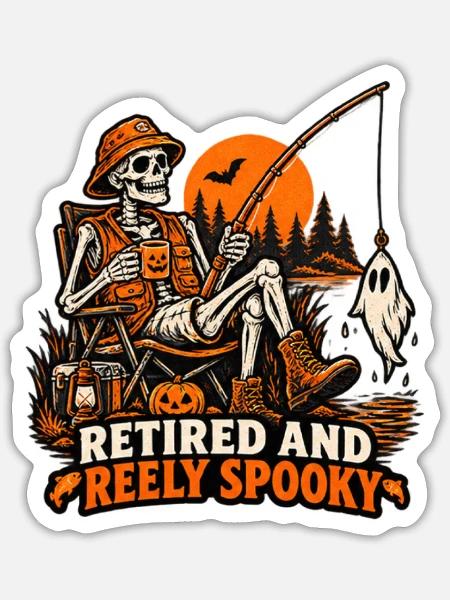 Retired and Reely Spooky - Sticker Größe S (10 x 10 cm) - Mattweiß