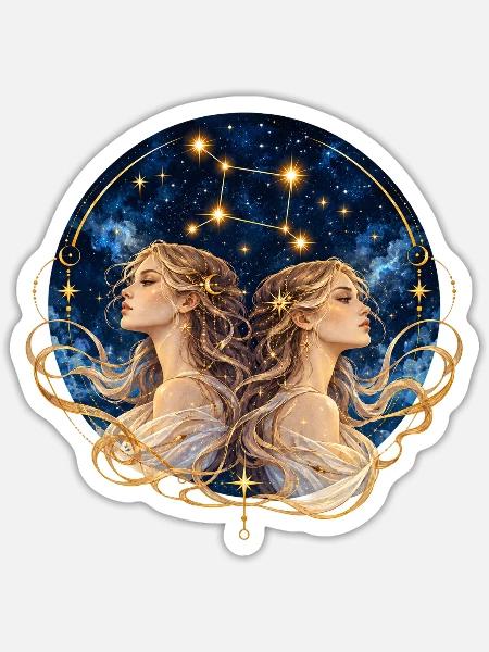 Sternzeichen Zwilling Kosmische Zwillingsgöttinnen - Sticker Größe S (10 x 10 cm) - Mattweiß