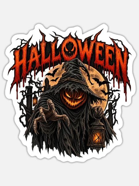 Spüre den wahren Halloween-Grauen! - Sticker Größe S (10 x 10 cm) - Mattweiß