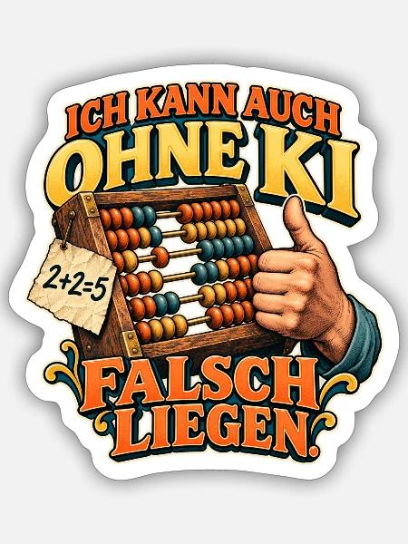 Irrtum ohne KI - Sticker Größe S (10 x 10 cm) - Mattweiß