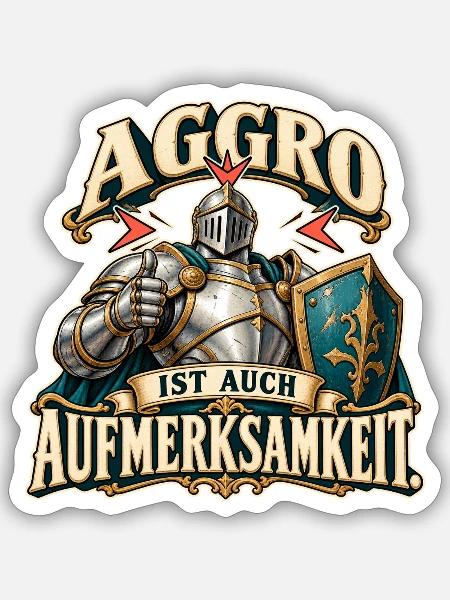 Aggro Aufmerksamkeit - Sticker Größe S (10 x 10 cm) - Mattweiß