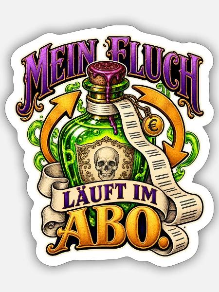 Fluch im Abo - Sticker Größe S (10 x 10 cm) - Mattweiß