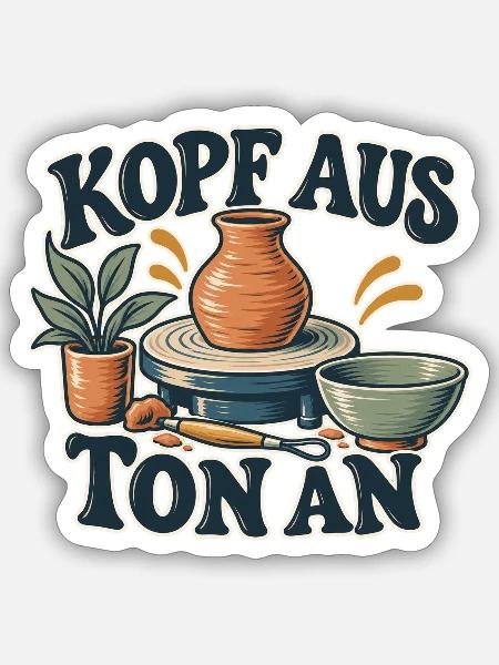 Kopf Aus Ton An - Sticker Größe S (10 x 10 cm) - Mattweiß