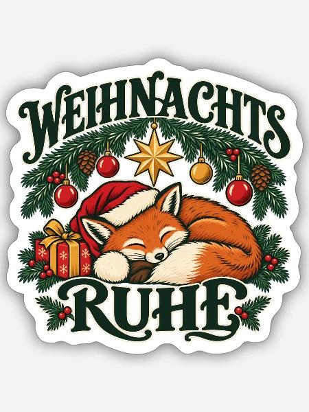 Fuchs im Weihnachtsmodus - Sticker Größe S (10 x 10 cm) - Mattweiß