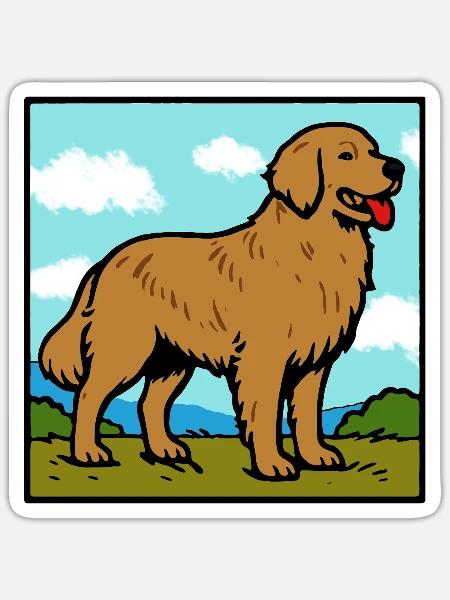 Golden Retriever - Sticker Größe S (10 x 10 cm) - Mattweiß