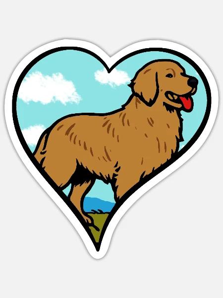 Golden Retriever Liebe Herz - Sticker Größe S (10 x 10 cm) - Mattweiß