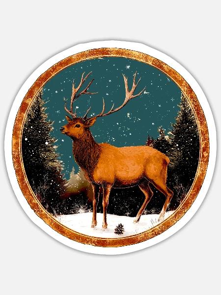 Hirsch - Sticker Größe S (10 x 10 cm) - Mattweiß
